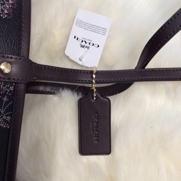 New COACH Reversible Tote BAG Floral Mahogany - Picture 4 of 11